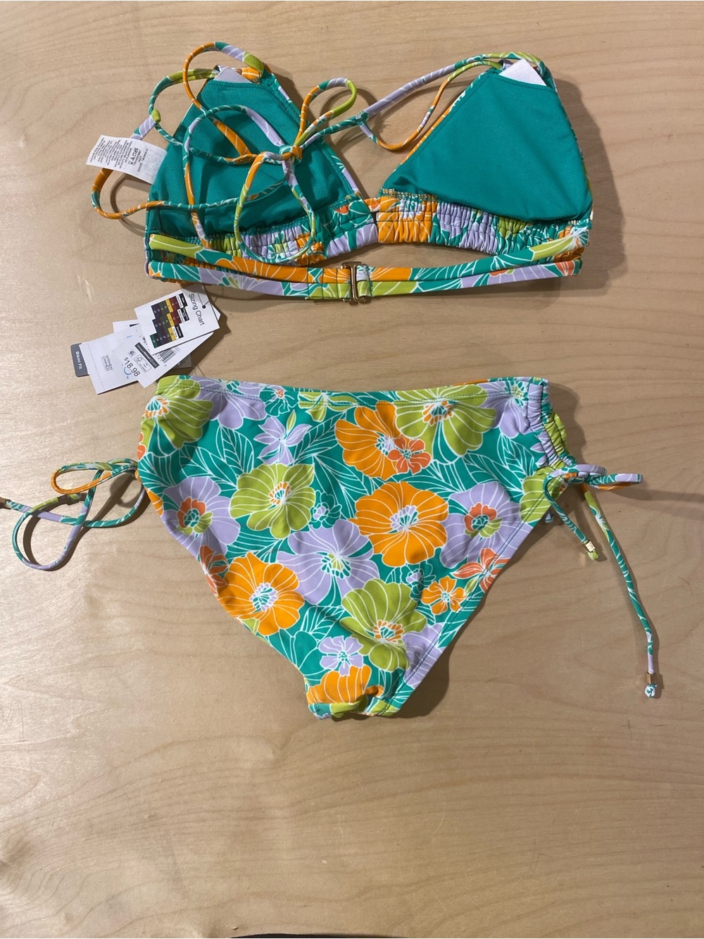 Time and Tru Floral Tie-String Bikini Set Small (4-6) (RF) - Picture 5 of 6